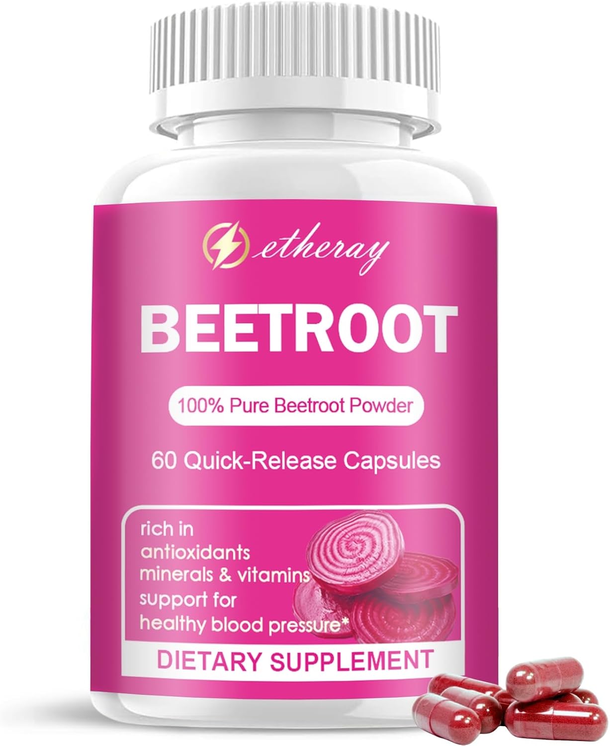 Amazon.com: Beet Root Capsules - 1300mg Organic Pure Beetroot Beets Powder 60 Capsules-30 Days Supply | Natural & Vegan Supplement : Health & Household