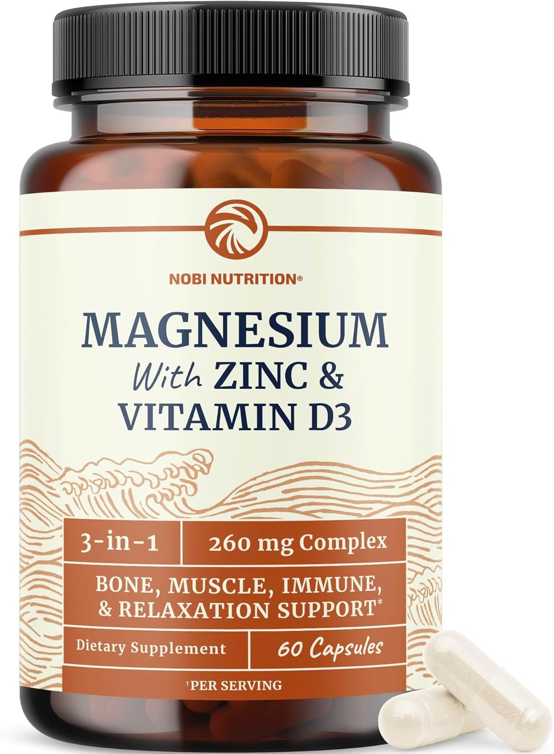 Amazon.com: Magnesium Zinc & Vitamin D3 | 260MG Complex | High Absorption Mag Citrate, Glycinate & Malate | Muscle, Nerve Function & Bone Health Support | Zinc and Magnesium Supplement with VIT D3 | 60 Ct. : Everything Else