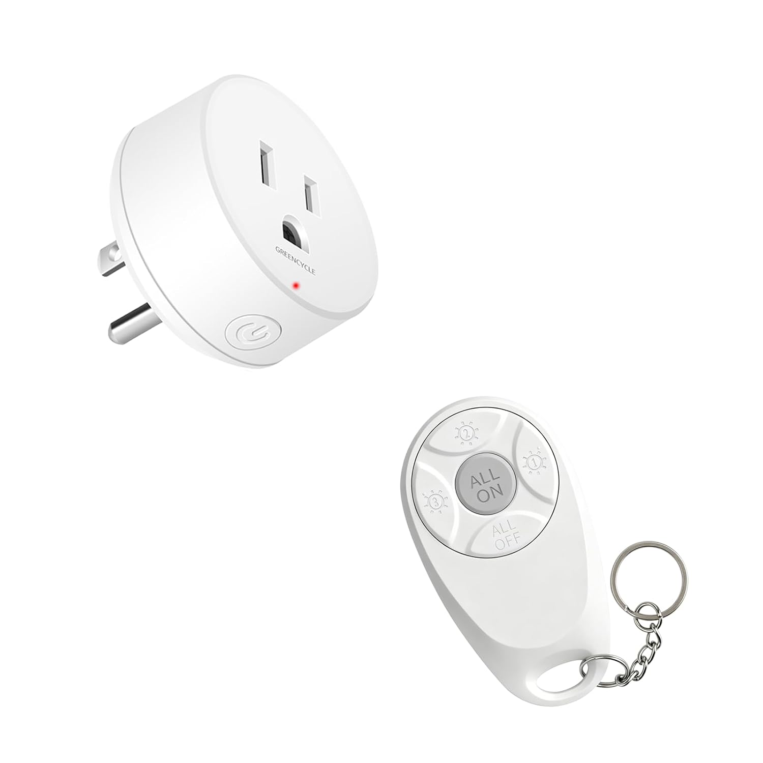 Greencycle Remote Control Outlet with 3-Channel IP66 Wireless Switch | One Remote controls up to 3 Outlets Individually or Together without Wiring,Portable Keychain Remote,Compact Outlet,15A/1800W - Amazon.com
